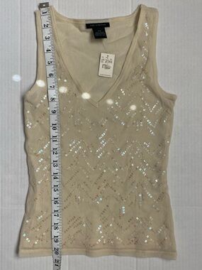 The Limited Cream Sequin V-Neck Tank Top